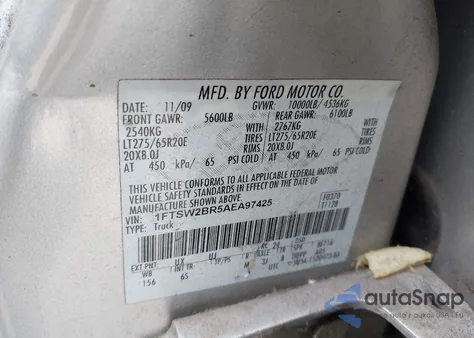 2010 Ford F-250 Cabela's/Harley-Davidson/King Ranch/Lariat/Xl/Xlt z USA, uszkodzony, nr VIN 1FTSW2BR5AEA97425